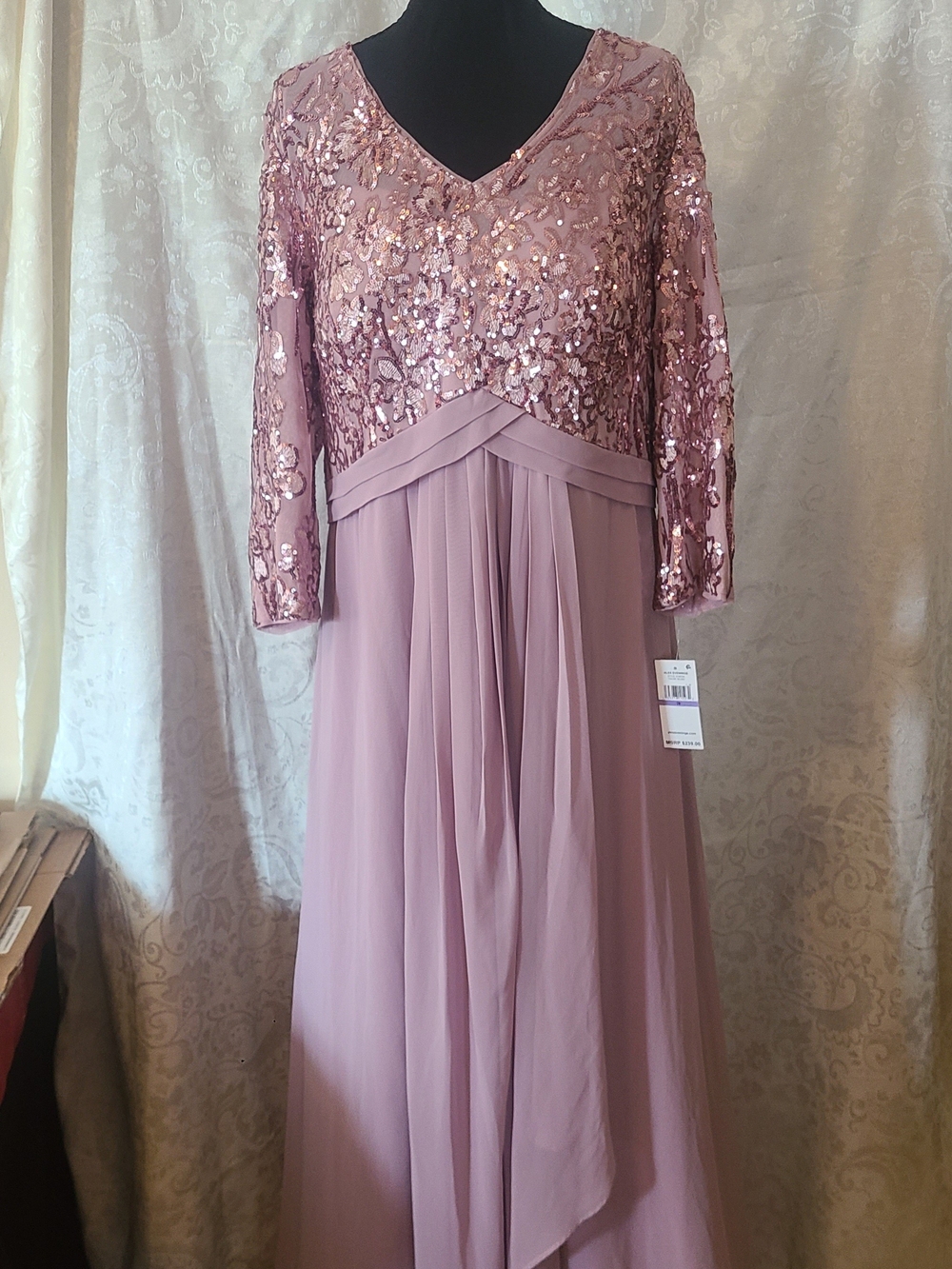 Sequin Bodice Lavender Pink Girls' Formal Dress